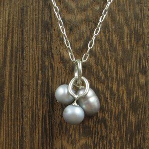 18" Sterling Silver Triple Genuine Pearls Necklace Vintage Minimalist Everyday